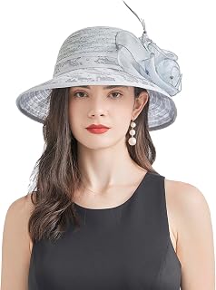 Women's Organza Cloche Bowler Hat Church Fascinator for Tea Party Bridal Wedding Dress Hat