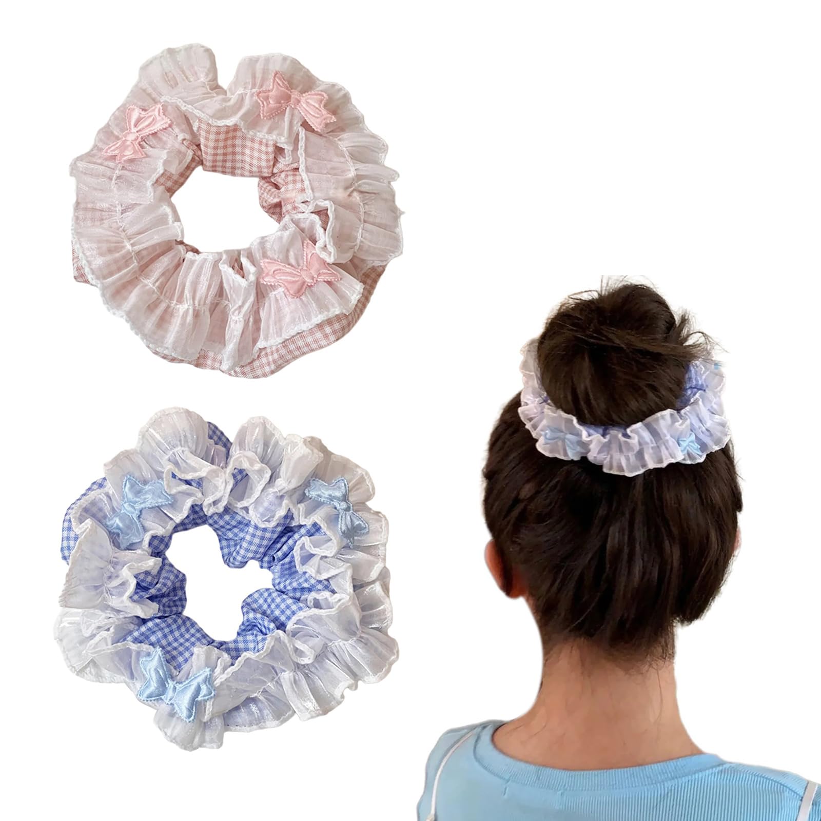 Set Cura Capelli: Fascia Con Fiocco, Bracciali, Clip E Elastici – Blù, Taglia M - 4