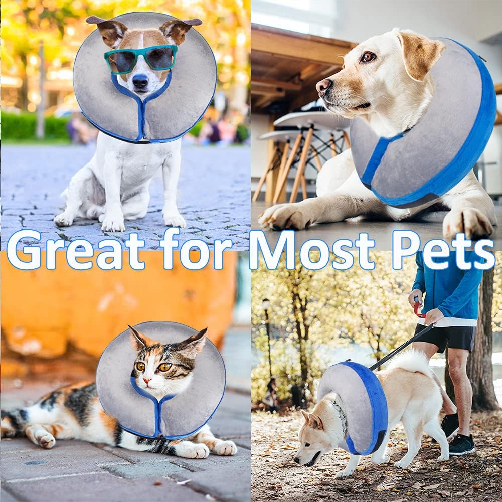 Coppthinktu Protective Inflatable Collar for Dogs Cats, Dog Inflatable Collar Adjustable Inflatable Dog Cones After Surgery, Dog Surgery Recovery Collar Comfy Soft Inflatable Dog Cone Donut Cat Collar