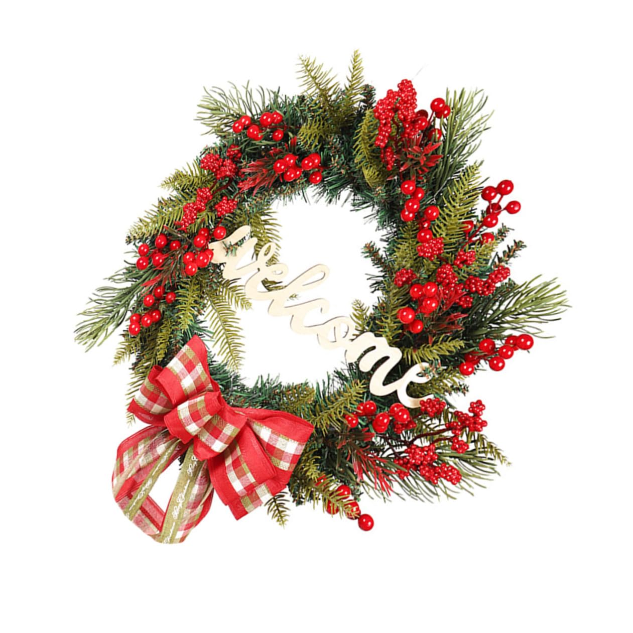 Guirnalda Navideña Brillante de Bayas Navideñas Colgante para Puerta o Pared Guirnalda Luminosa Decorativa para Decoración de Invierno