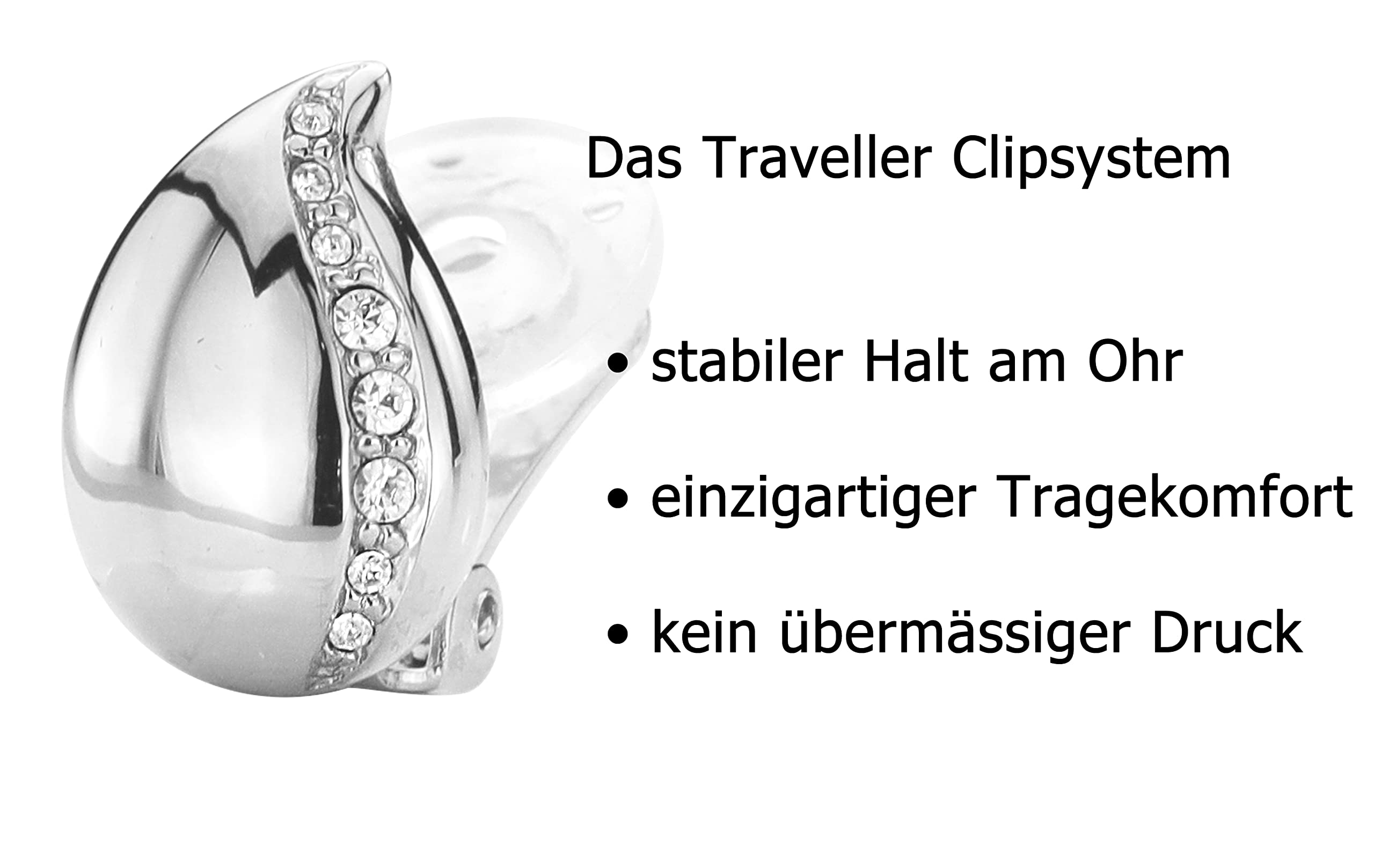 Traveller Ohrclip - Blume - Preciosa Kristalle - diverse Farben