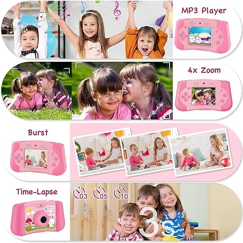 Miniatura 3 de GKTZ Reproductor de música para niños, cámara de video digital para niños de 3, 4, 5, 6, 7, 8 años (YD06-P)