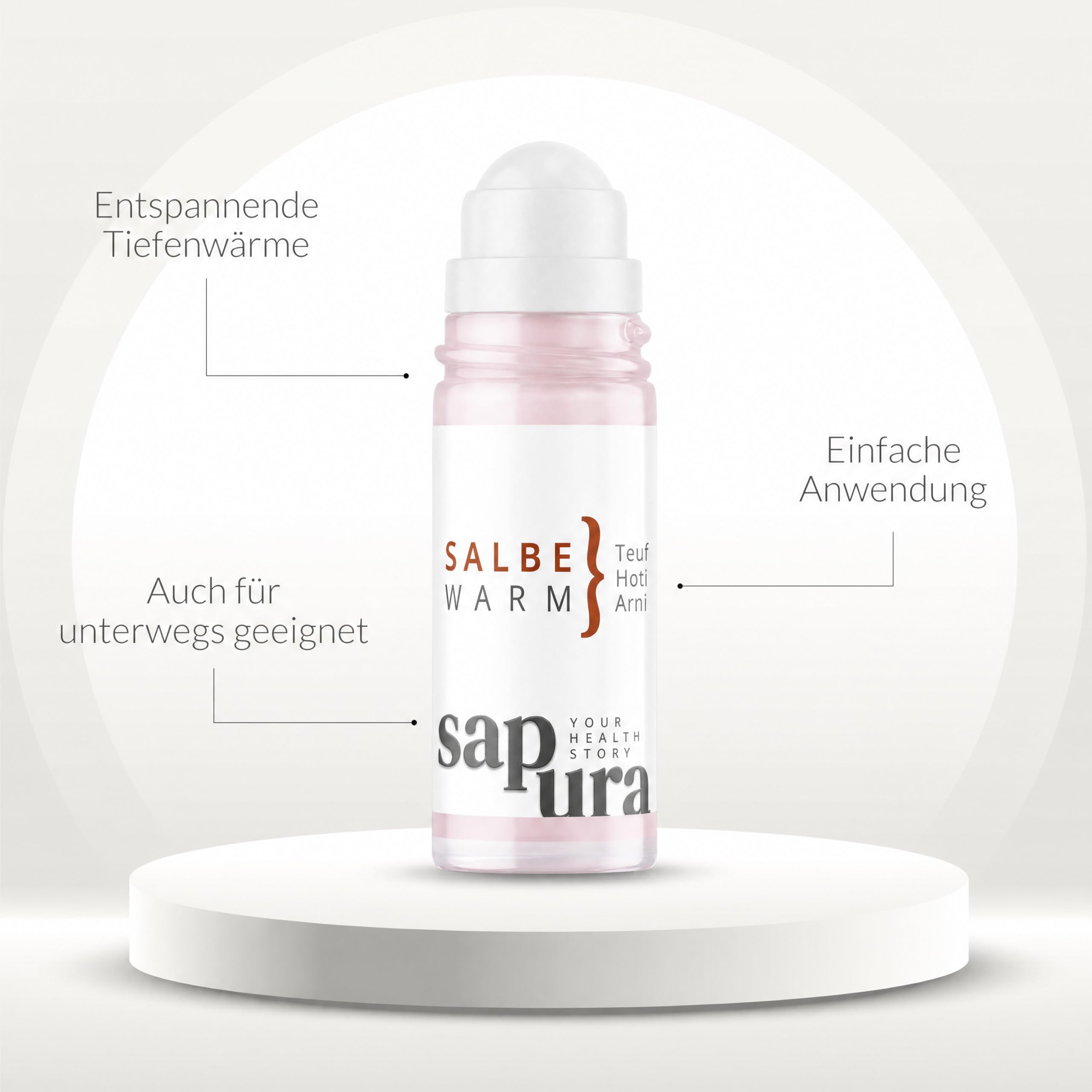 sapura health Wärmesalbe Roll-On extra stark – Wärmebalsam für Muskeln & Faszien – Massage Roll-On mit Arnika & HotFlux® – gegen Verspannungen, Muskelkater & Rückenschmerzen – 50 ml (2 Stück)
