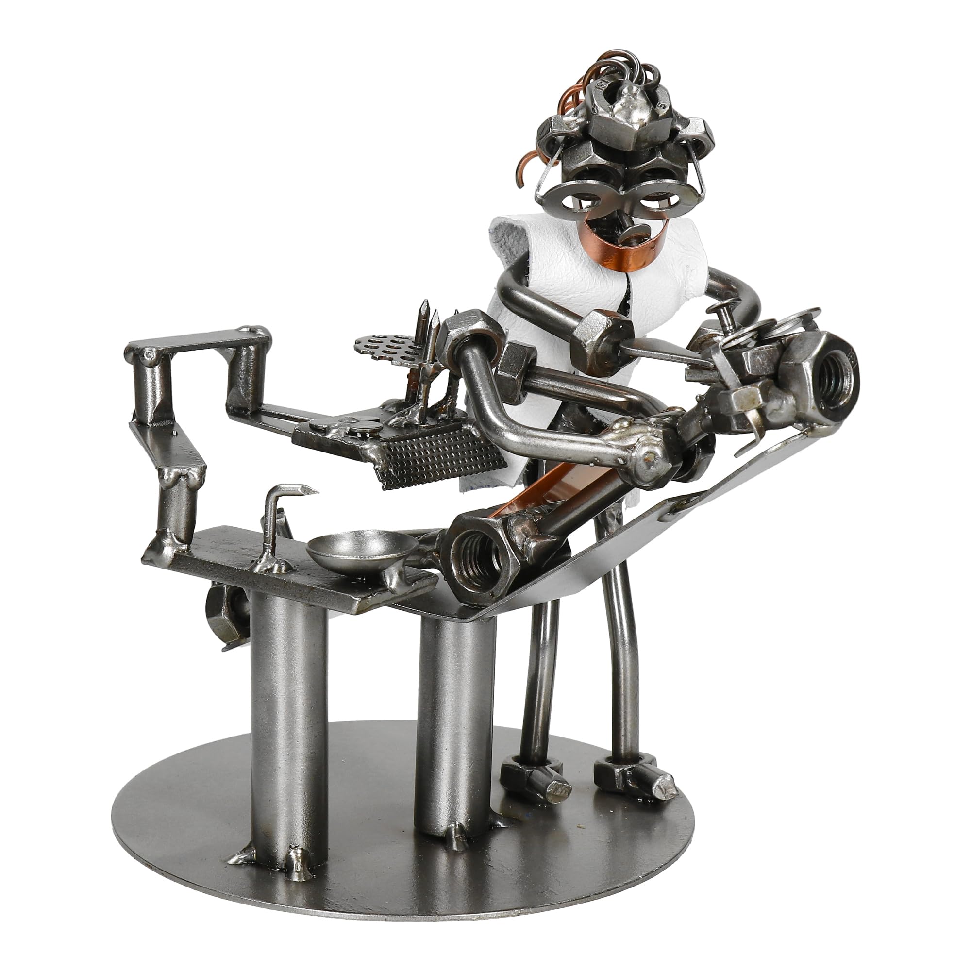 Schraubenmännchen Zahnarzt Frau, Metallfigur, Metallmännchen, Handarbeit, Handmade, Stahlfigur, Geschenkidee, Handgefertigte Dekorative Figur, +gegen Aufpreis: Visitenkartenetui, Gravur