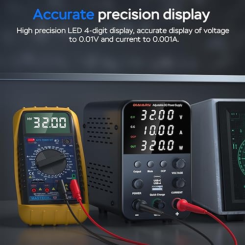 Miniatura 10 de Fuente de alimentación de CC variable, fuente de alimentación de banco de 30 V 5 A con perilla de codificador, pantalla de 4 dígitos, fuente de