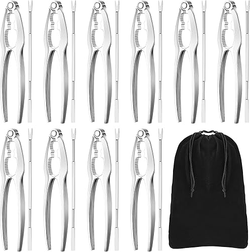 Zhehao Juego de galletas y púas de langosta para fiestas de mariscos, suministros para cenas, herramienta de patas de cangrejo de acero inoxidable