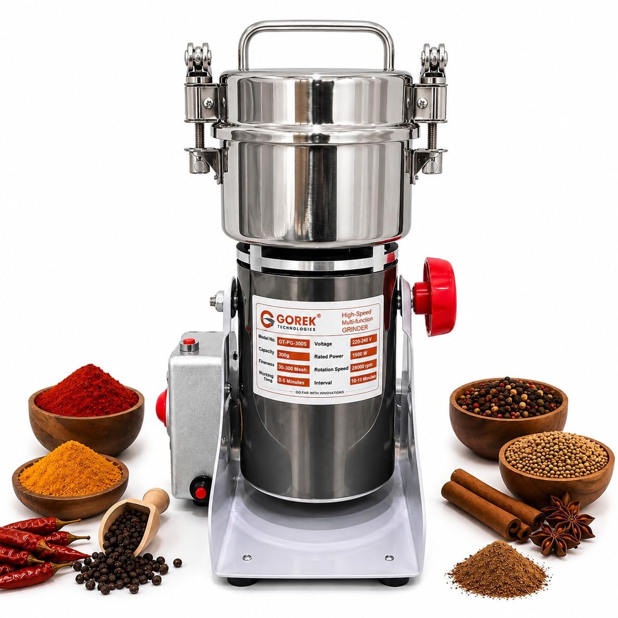 GT-PG-300S 1500W Masala/Spices Grinder Machine with Capacity 300g Swing Type Machine-image-20