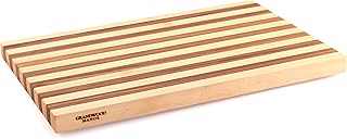 1" Thick Maple & Walnut Wood Cutting Board with Non Slip Feet, Zebra Series (17" x 11")