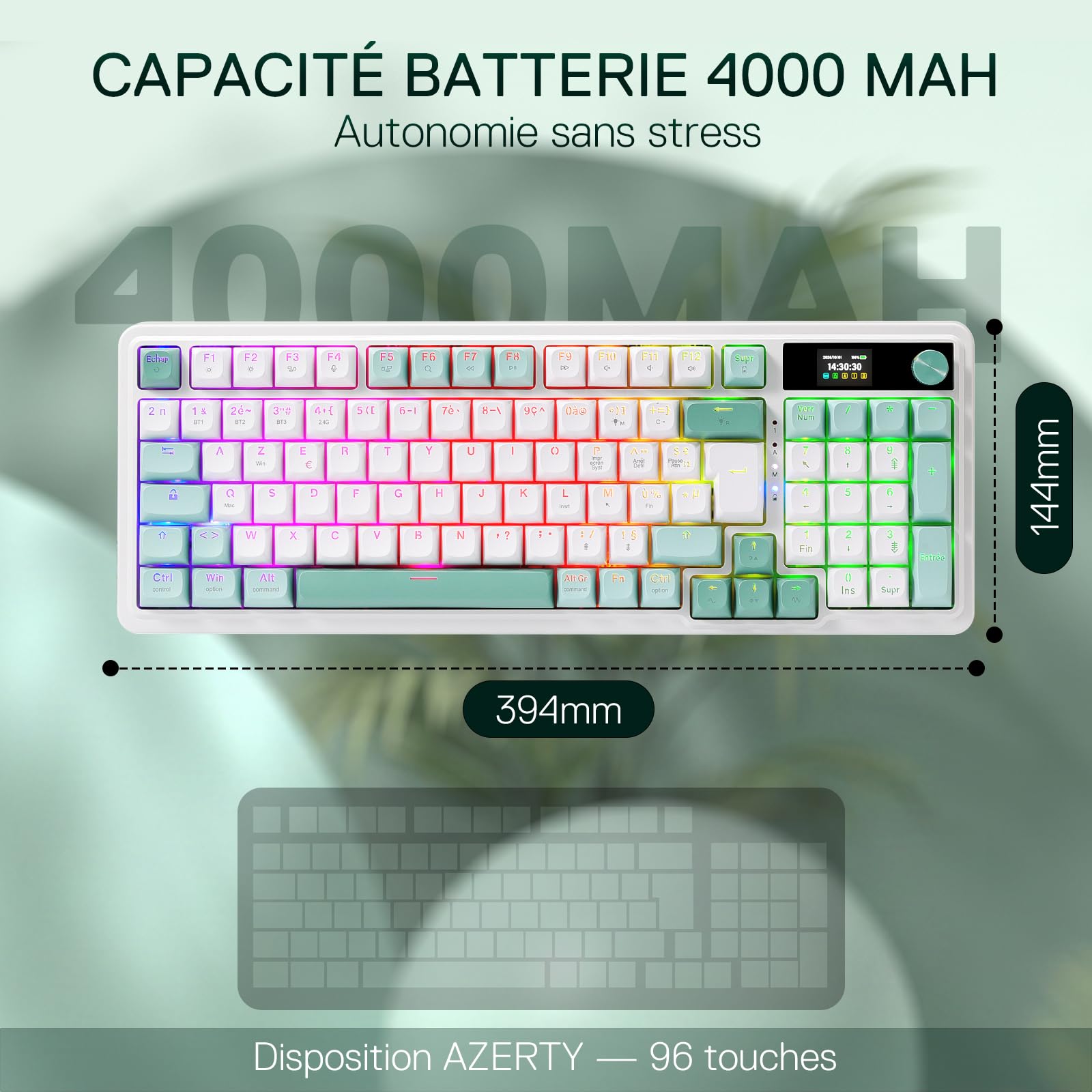 Redragon K719 Pro Clavier Mécanique sans Fil AZERTY Écran TFT et Molette Gasket
