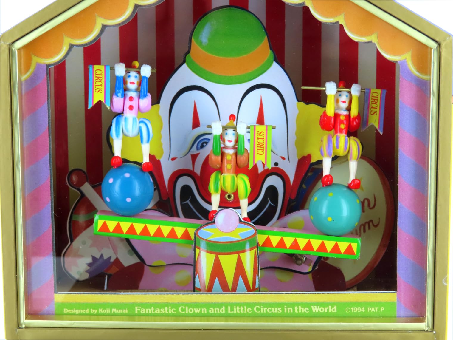 Spieluhr / Spieluhr aus Holz mit Zirkus Clowns auf Schaukel und 18 Noten Federmechanismus (Ref: 64-066) Johannes Brahms Wiegenlied