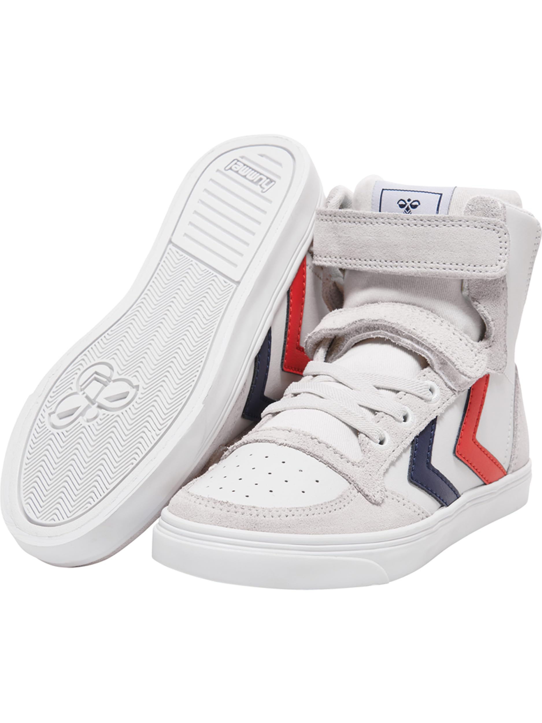 hummel Kids Slimmer Stadil Leather High Sneaker, White, Size 34