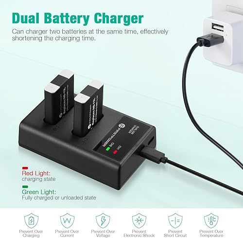 Miniatura 4 de FirstPower Paquete de 2 baterías NB-13L y cargador USB dual compatible con Canon PowerShot G7 X Mark II, G7 X, G1 X Mark III, G5 X, G5X Mark II, G9