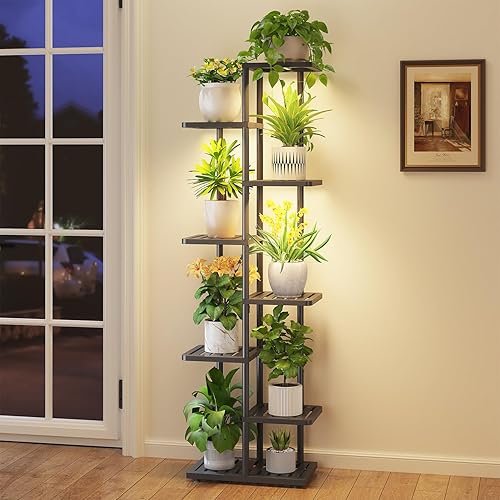 Miniatura 9 de iDavosic.ly Soporte para plantas para interiores y exteriores, estante de metal de 5 niveles para macetas grandes de alta resistencia, estante de