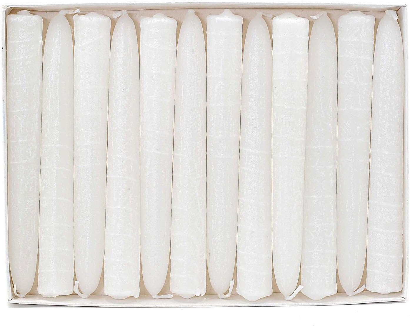 Jewish, 12, (TWELVE), Shabbat Sabbat, Textured White Candles, Decorative In A Gift Box. 5.5". Great Gift For: Temple Bat Mitzvah Bar Mitzvah Yom Kippur Rosh Hashanah Wedding and All Other Jewish Occasions.