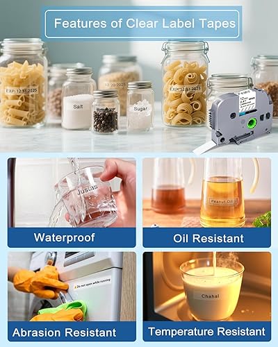Miniatura 5 de RAEMALL Cinta de etiquetas transparente de repuesto para Brother TZe-131 TZ131 TZe TZ Cinta 0.472 in 0.47 laminado transparente compatible con