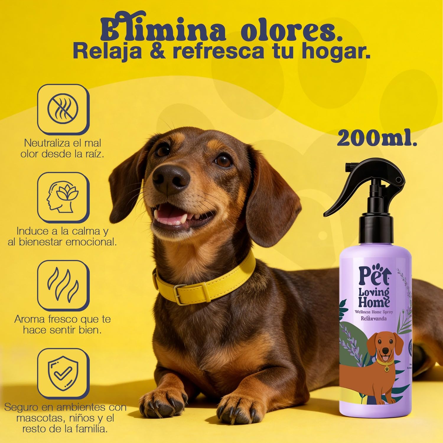 Pack Vela Aromática 350g + Ambientador Spray 200ml - Set Regalo Aroma Lavanda - Neutralizador de Olores de Mascotas - Pet Friendly Perro y Gato - Vela de Soja Decorativa