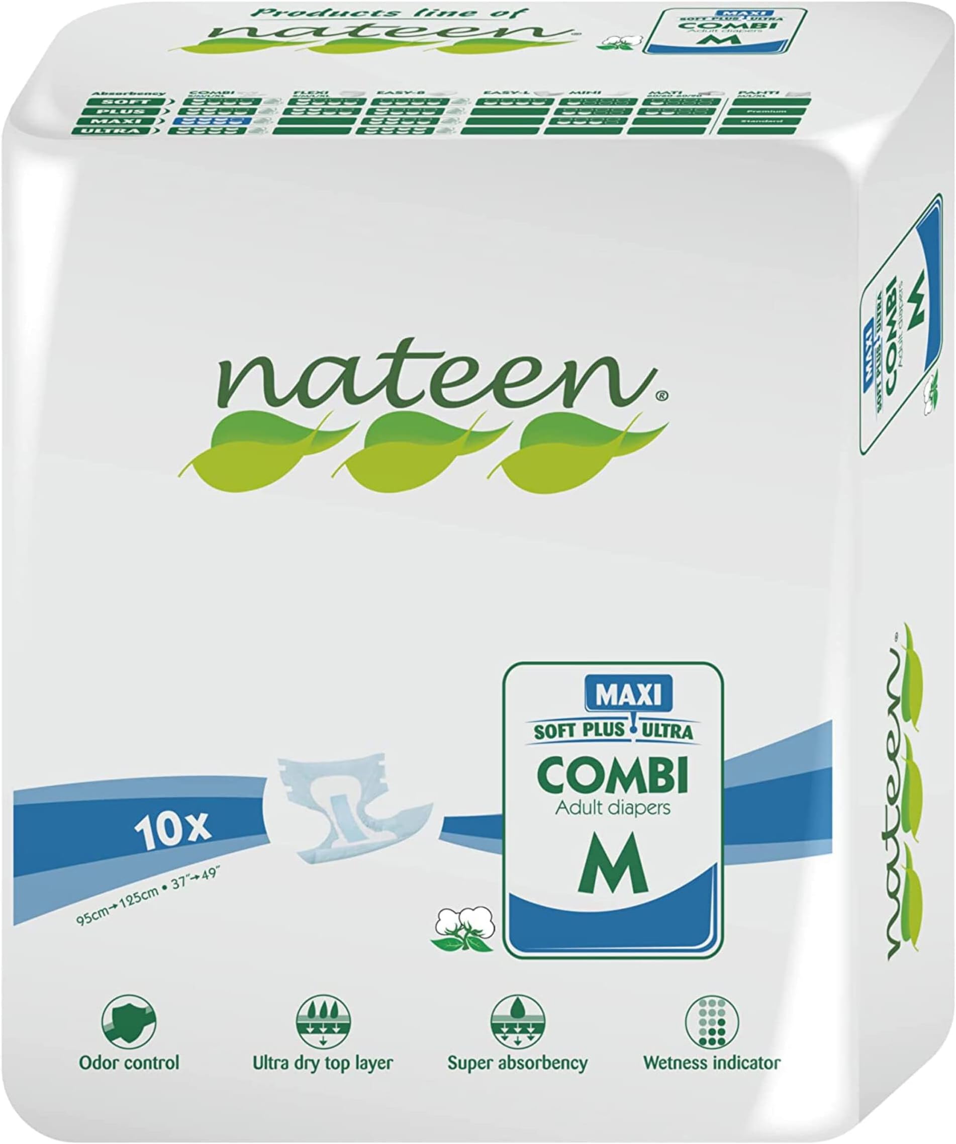 Nateen - Adult Nappy - 80 Medium Night Time Nappies - Disposable Underwear for Men & Women - Discreet Incontinence Maxi Nappy - 3050ml Absorbency