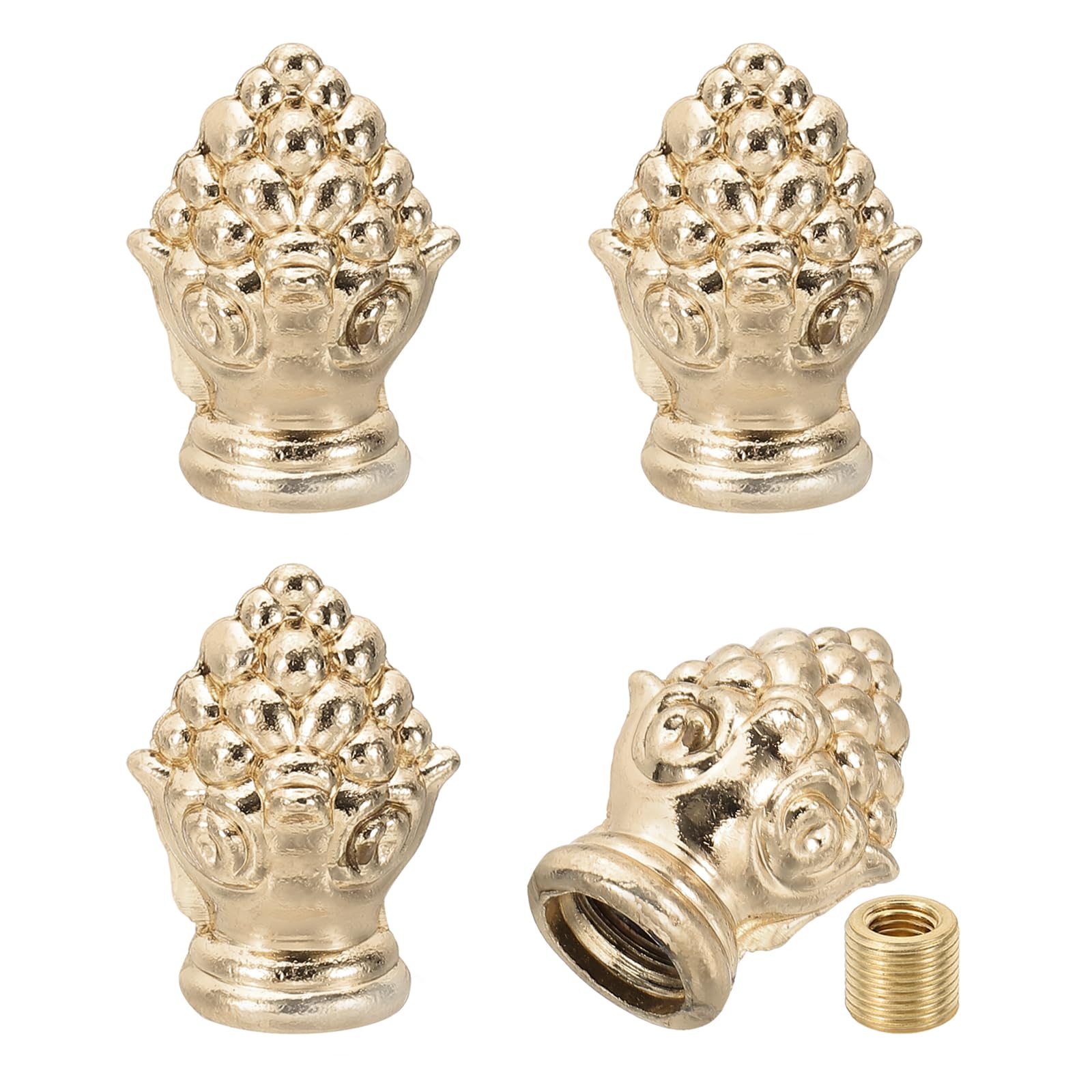 PATIKIL 30 x 20mm Lamp Finials Caps Knob, 4 Set Solid Lamp Shade Top Decoration Screw Cap Nuts with Brass Reducing Adapter for Table Lamps Floor Lamps, Yellow