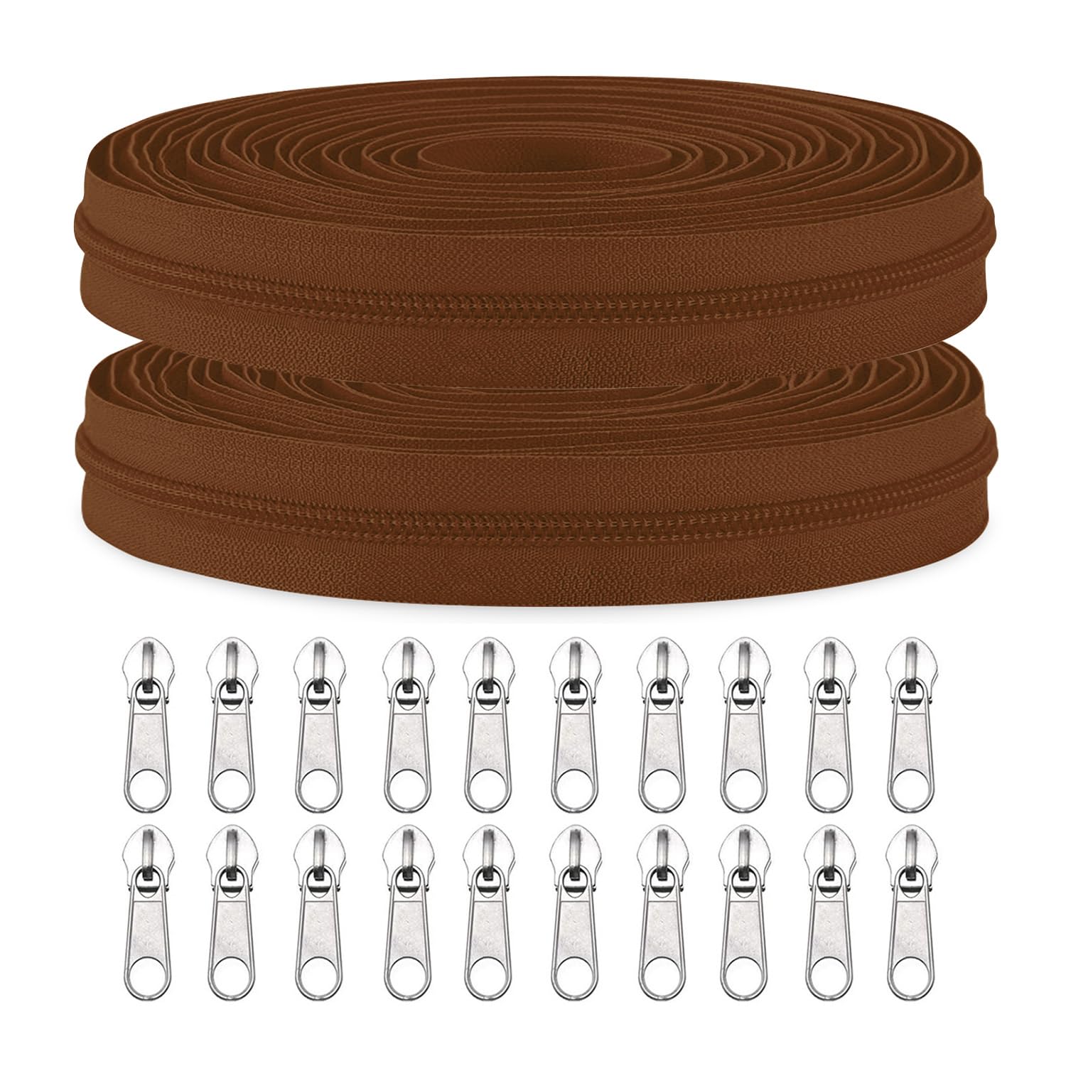 Sawoake 10 Yards Bulk #5 Tan Nylon Coil Reißverschluss mit 20 PCS Schieber, Ersatznäh Reißverschluss für DIY Handwerk, Taschen, Kleidung, Heimdekor