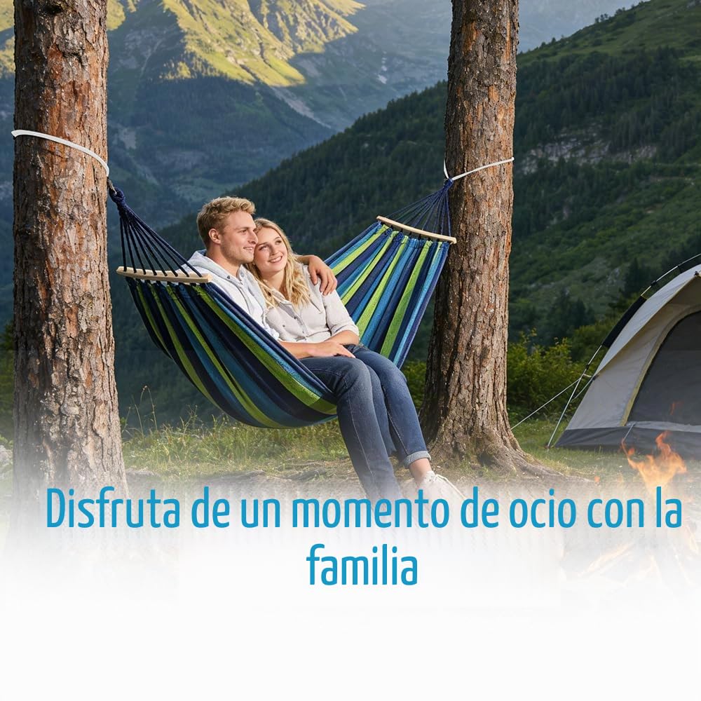 1 Pieza hamacas Jardin, Hamaca de Viaje, para Jardines, Parques | Poliéster, 186×154cm, transpirable, tejido a mano, con todos los accesorios incluidos, ideal para aliviar el cansancio diario