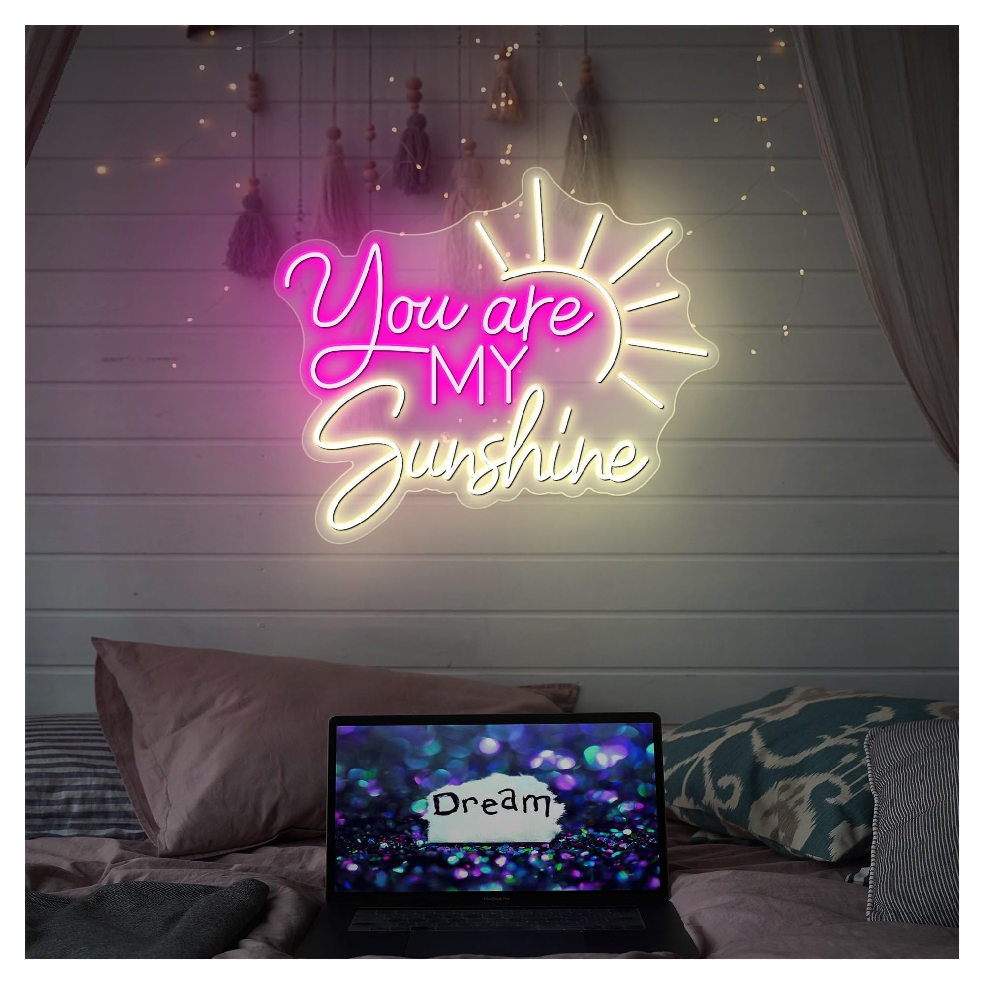 SHOUXI Sign Lamp You are My Sunshine Neon Sign, Suitable for Bedroom Wall Creative Decor 48cm