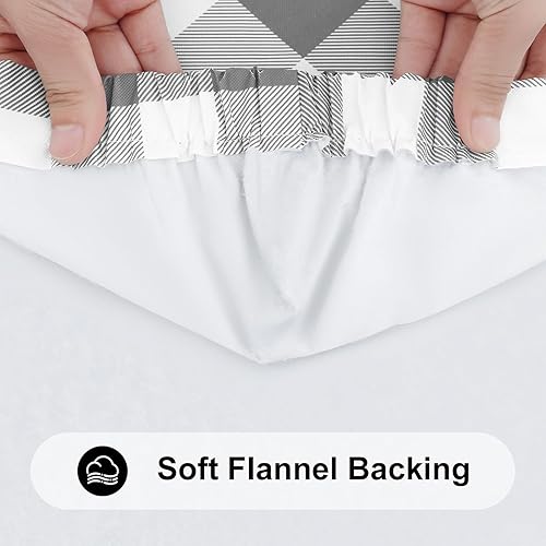 Miniatura 5 de Smiry Mantel redondo de picnic, mantel de vinilo elástico impermeable para mesas de 36 a 44 pulgadas, a cuadros escoceses con respaldo de franela,