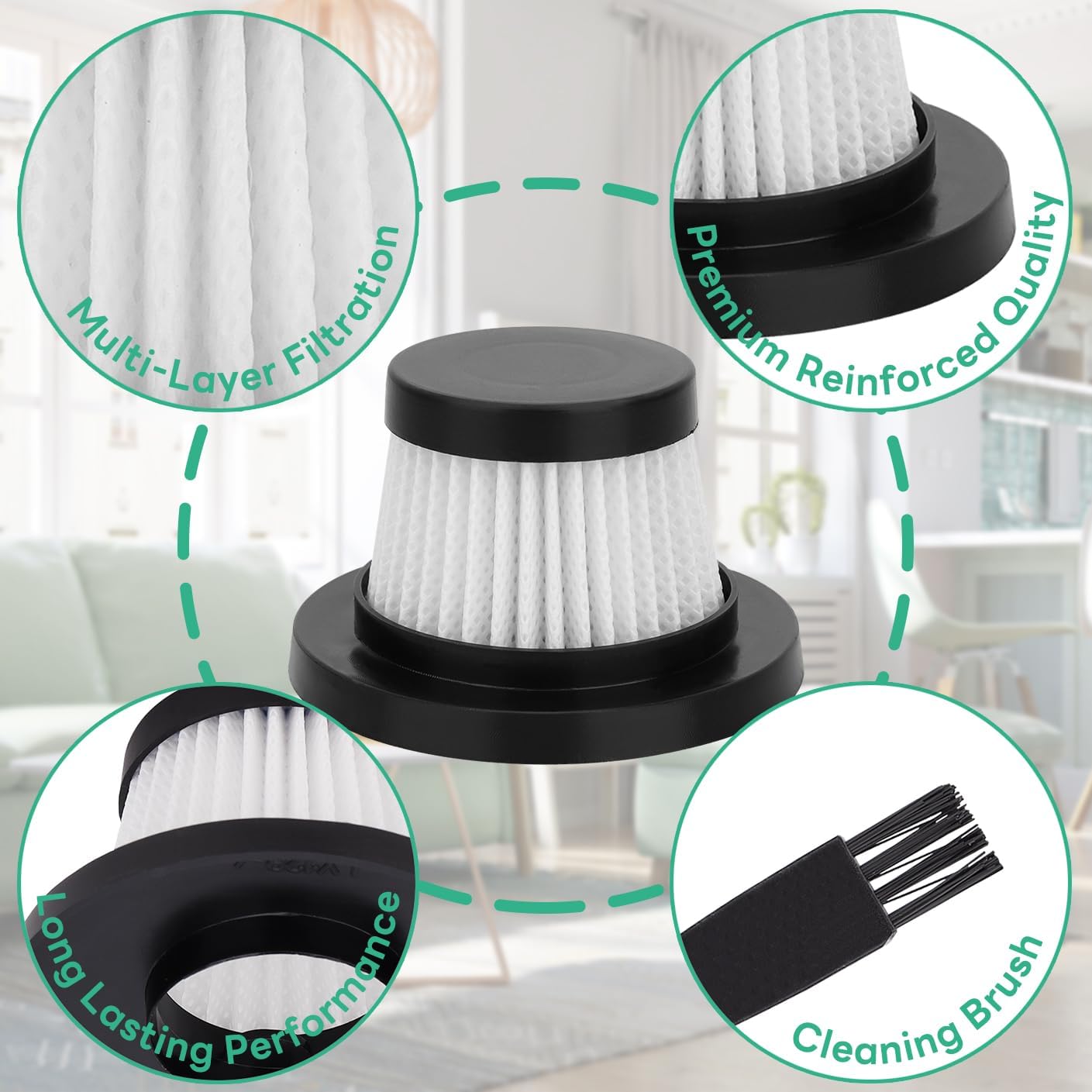 Vacuum Filters Replacement: for Vacuum Cleaner as Seen on TV, Washable Hepa Filter for Compact Cordless Vacuum, High Efficiency Filters for Vac (12 Pack) - Image 2
