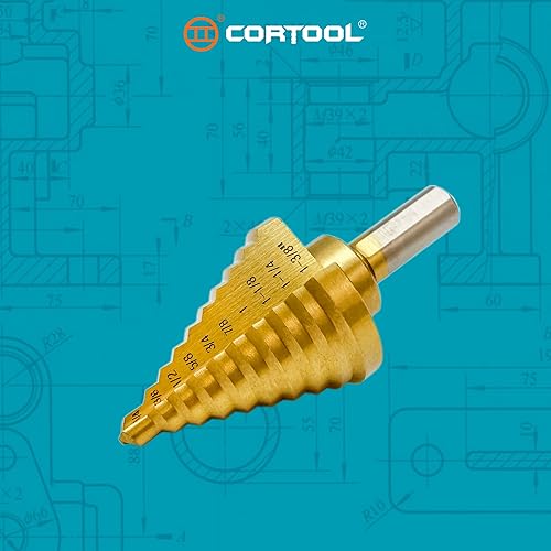 Miniatura 5 de Broca escalonada para metal, broca escalonada HSS, brocas escalonadas de acero de titanio de alta velocidad, brocas escalonadas Unibit (broca