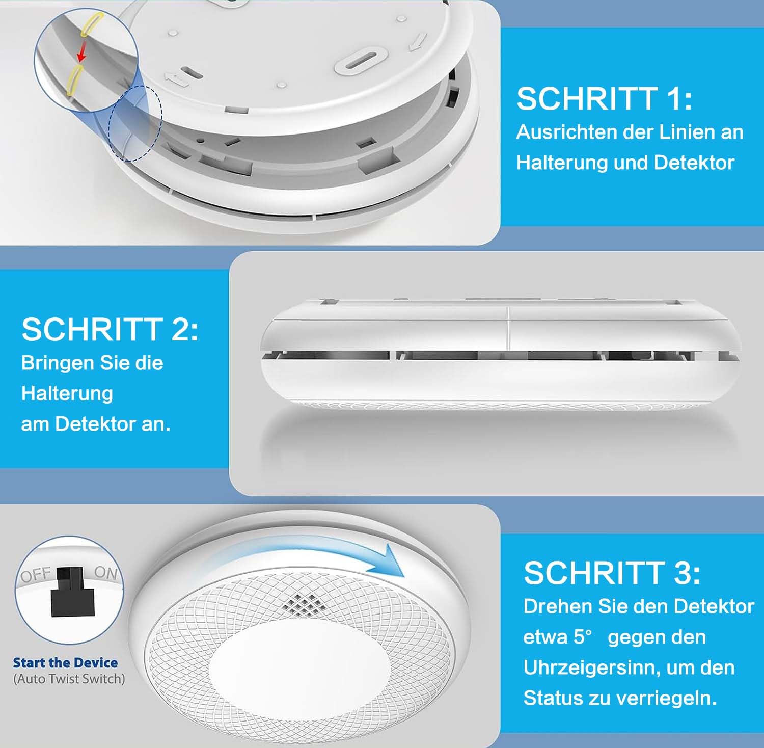 Safeliveo Rauchmelder WLAN 10 Jahre Batterie mit App Benachrichtigung, Stummschaltung und Selbsttest Funktion ，Entspricht DIN EN 14604(Kompatibel mit Tuya/Smart Life APP)-5 Stück