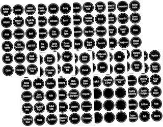 TEHAUX Juego De 144 Etiquetas Adhesivas Para Alimentos Para Frascos De Especias De Despensa Y Etiquetas Adhesivas Para Ingredientes De Color Negro