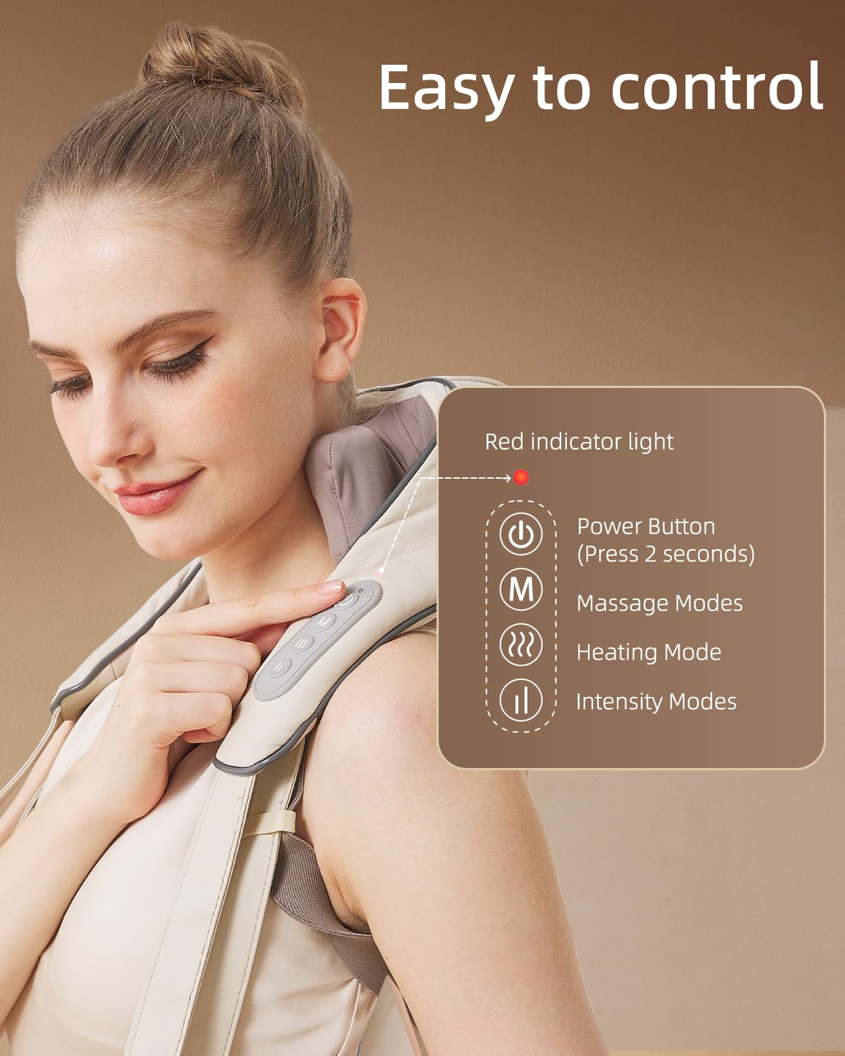 PERLEVI Shiatsu Neck and Shoulder Massager-Beige 4