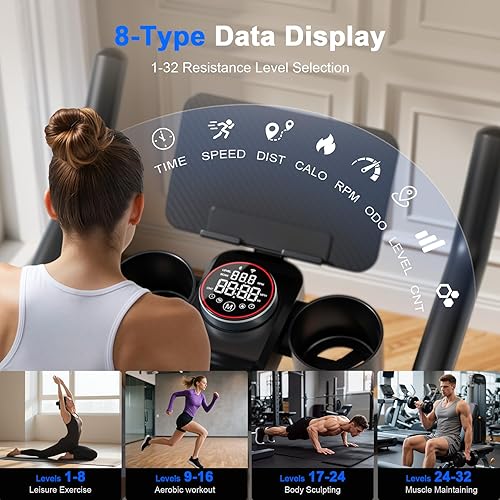 Miniatura 5 de Bicicleta de Ejercicio, Bicicleta de Ciclismo Interior con 32 Niveles de Resistencia Magnética Ajustable, Bicicleta de Ciclo con Capacidad de Peso