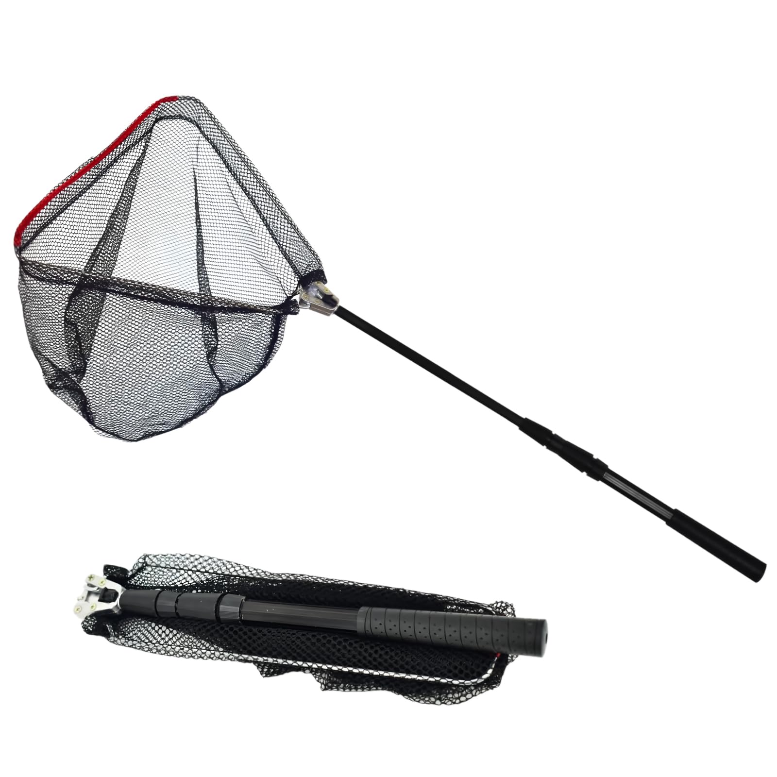 Fishing Net with Telescopic Handle, Folding Fish Landing Net with Aluminum Alloy Handle for Saltwater and Freshwater, Extends to 51 Inch