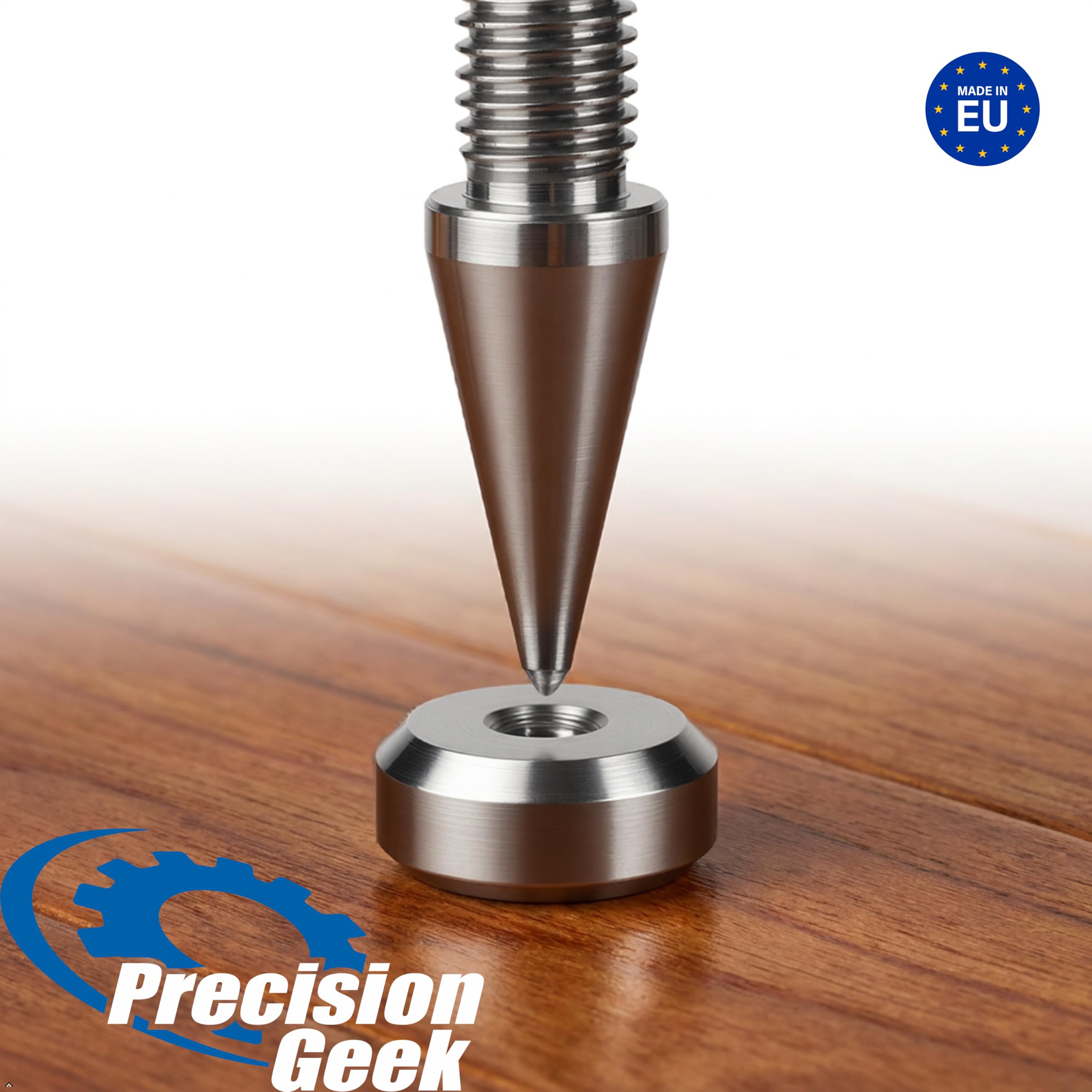 PrecisionGeek Punte e cuscinetti per altoparlanti acciaio inossidabile M6 cono 10 mm cuscinetti 16 mm smussata