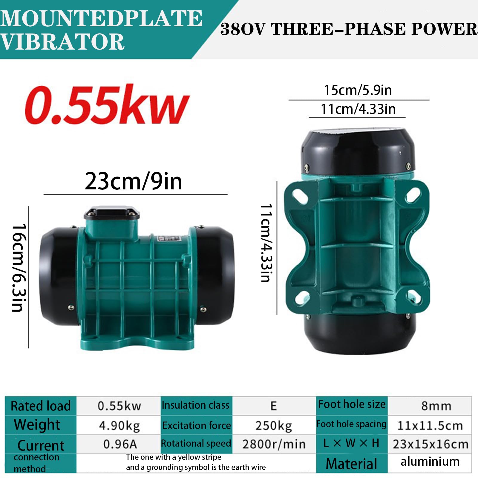 250w / 370w / 550w Vibrationsmotor, 380v Elektrischer Vibrationsmotor, Vielseitig RüTtelmotor Aus Aluminiumlegierung Mit Einstellbarer Geschwindigkeit RüTtelmotor FüR Bergbau Kohle,Grün,550w