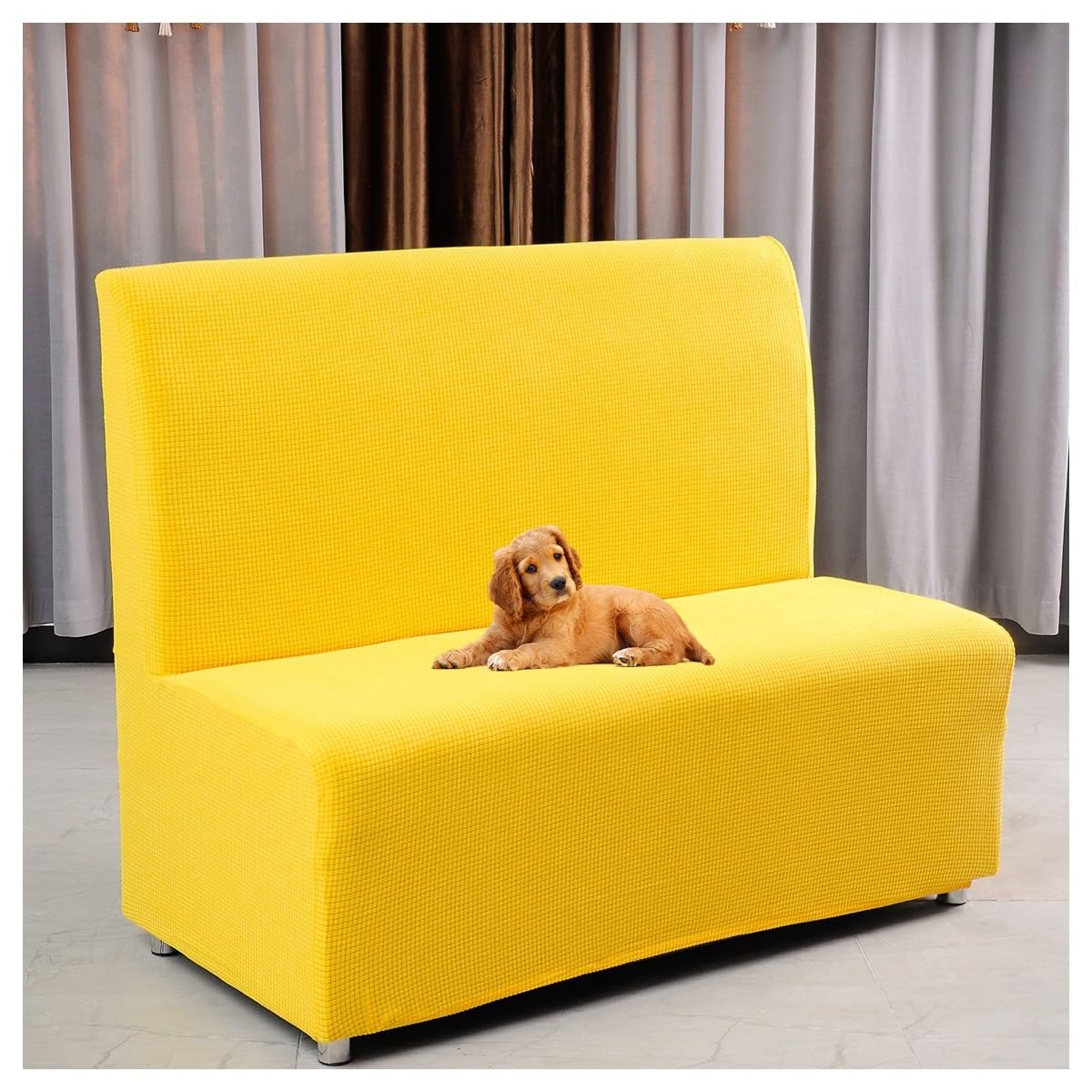 ELYSYSRL Futon Cover Stretch Protector Slipcovers Armless Sofa Card Seat Cover 110-130cm 2-Seater Settee loveseat Couch Bed Covers with Elastic Bottom Suitable for Hotels, Bars,Etc (Color : #8)