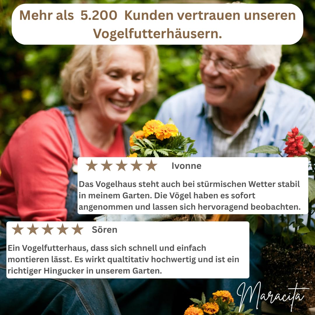 Metall Vogelhaus mit Ständer wetterfest 157 cm hoch als Gartendeko für draußen im Garten I Vogelhaus I Vogelhäuschen I Terrasse I Vogelfutterstation I Vogelfutterstation I Bird Feeder