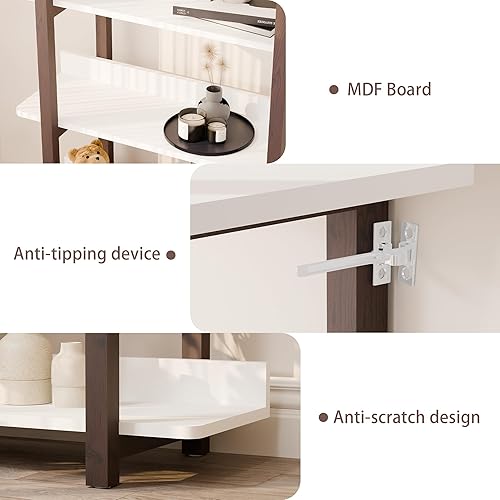 Miniatura 5 de Estantería de madera maciza, 4 niveles, estantería abierta para sala de estar, oficina, dormitorio, baño