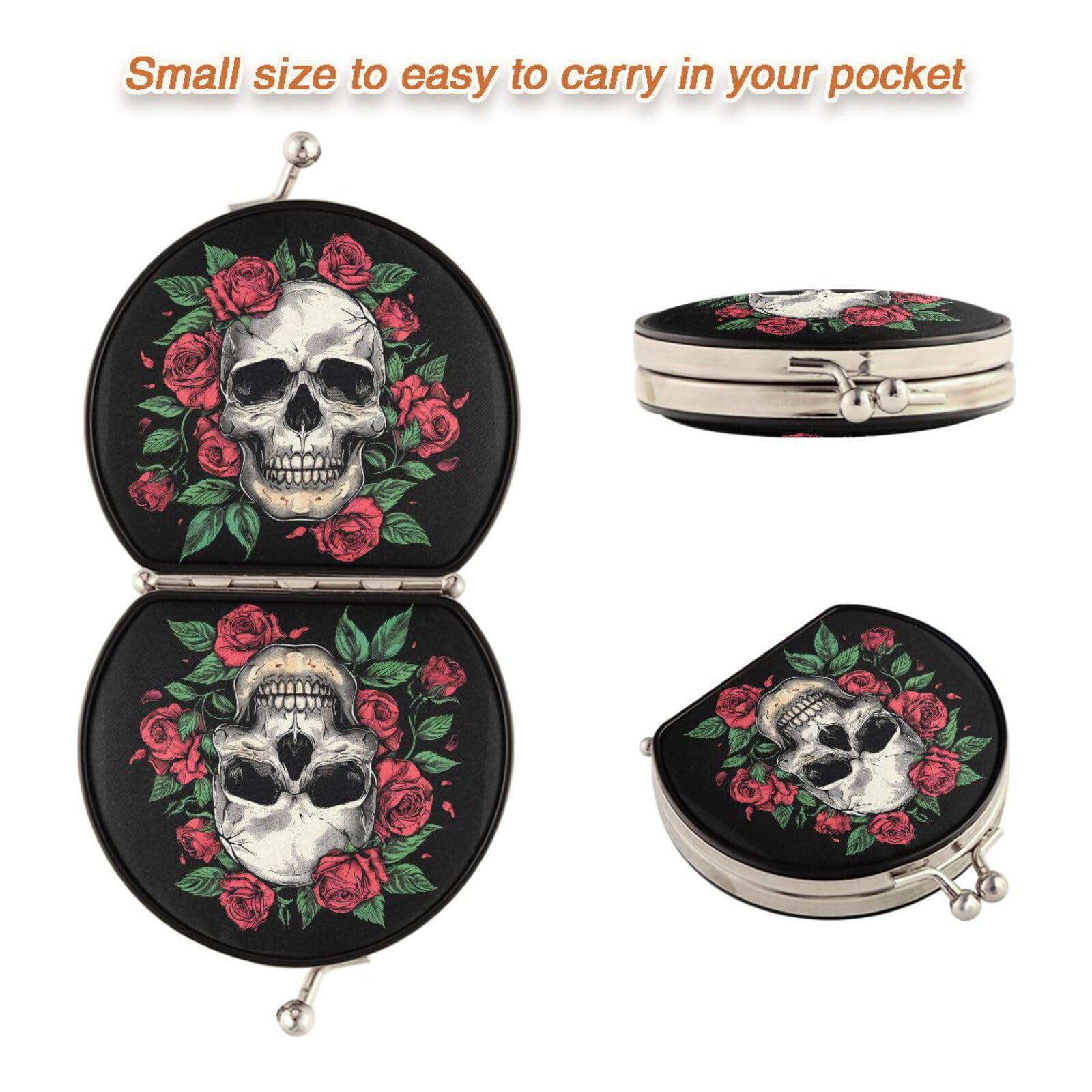 Amazon.com: Sletend Makeup Mirror Gothic Skull Flowers Compact