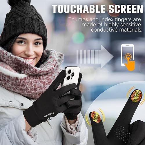 Miniatura 4 de Guantes de invierno para hombres y mujeres resistentes al viento, ligeros, antideslizantes, pantalla táctil, guantes deportivos para correr,