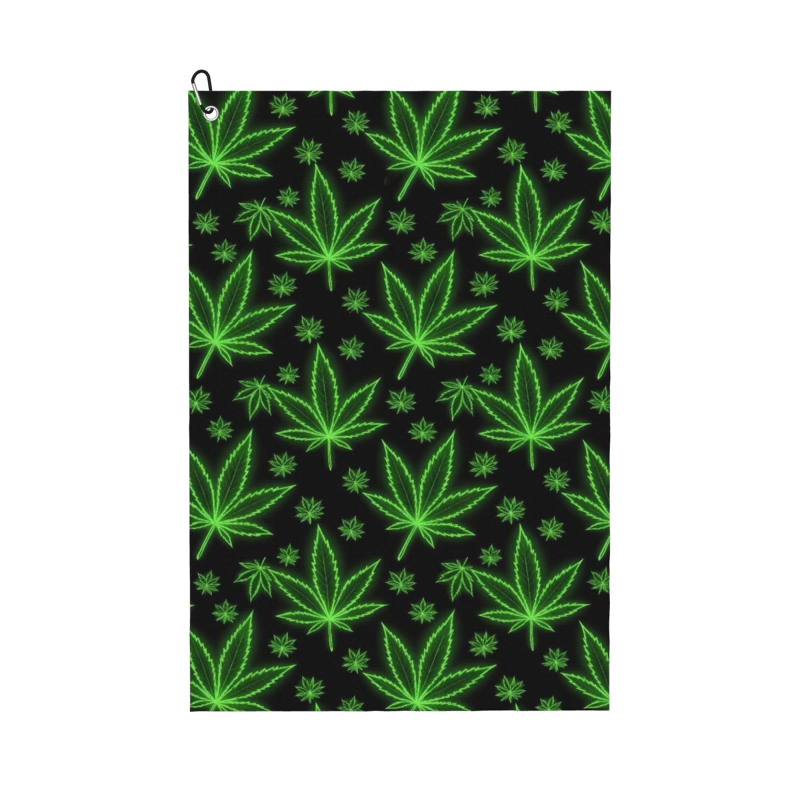 BSDFGSDD Green Weedleaf Leaves Black Golf Towel 24 x 16 inches