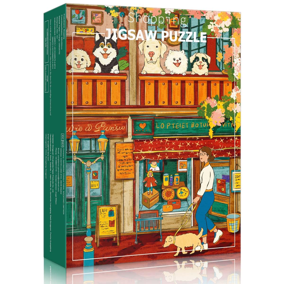 HUADADA 500 Piece Jigsaw Puzzles for Adults, Puzzles for Adults, Cute Dog Street Scene Art, Home Decor & Gift:Street Stroll โ image 1