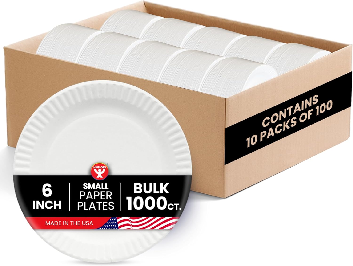 Hygloss Bulk Small Paper Plates 6-Inch - Dessert Plates Disposable for Party, Cake, Appetizer, Snack, Foodware, Crafts & More - Environmentally Friendly - White, Uncoated, Microwave Safe (1000 Count)