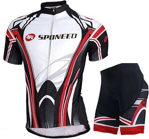 sponeed Jersey de ciclismo Trajes de manga corta para hombre, ropa de bicicleta de carretera, pantalones cortos acolchados