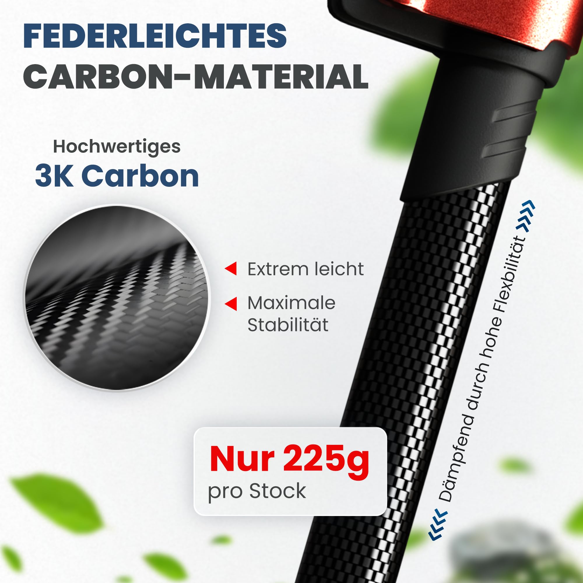 Steinwood Premium Carbon Wanderstöcke - Trekkingstöcke - extra leicht, verstellbar mit Teleskop und Klemmverschluss mit extra Gummipuffer und Tragebeutel