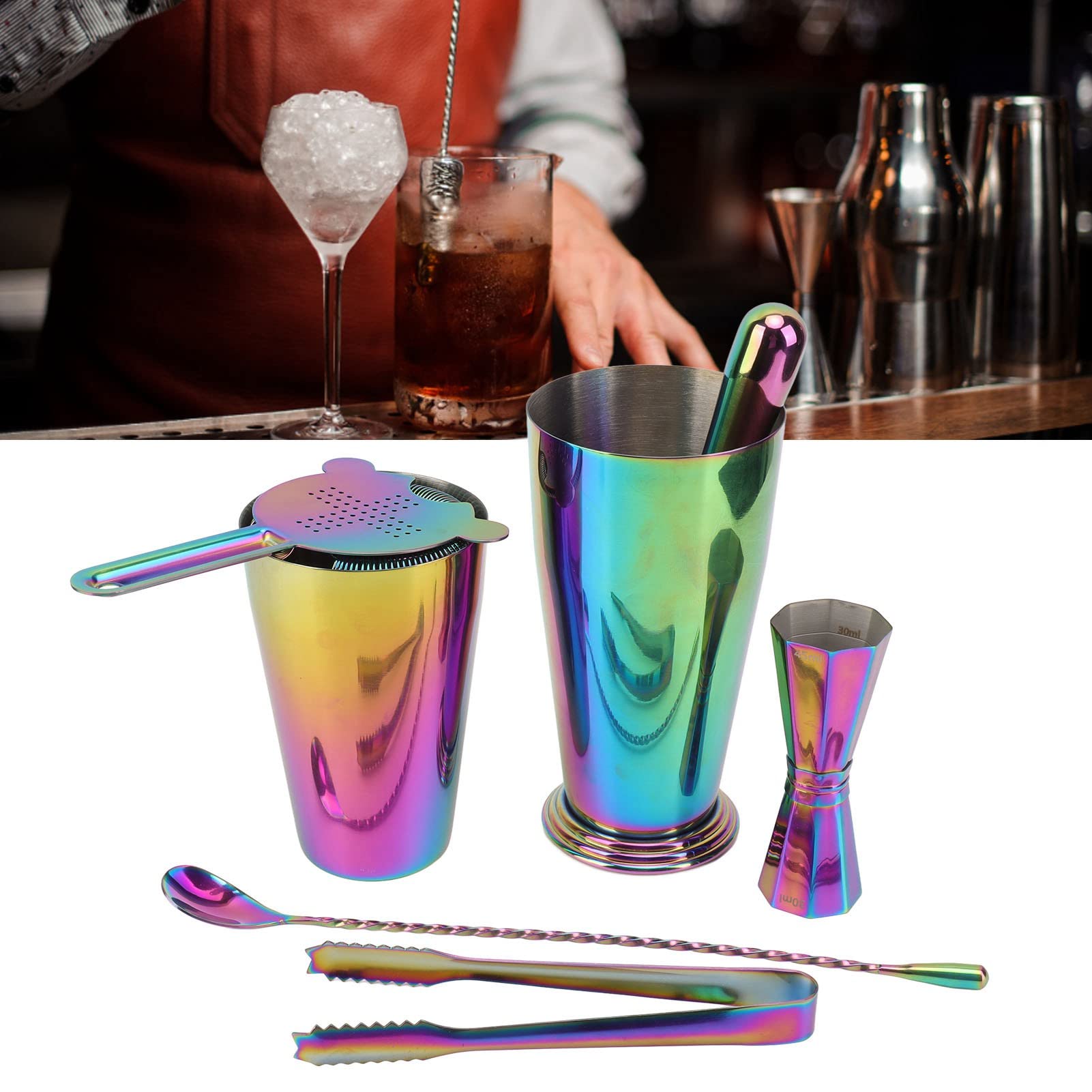 FLEXMAN Cocktail Shaker Set, Acciaio Inossidabile Drink Shaker, Home Bar Accessori, Cocktail Kit, Bartender Kit per Bar Ristorante