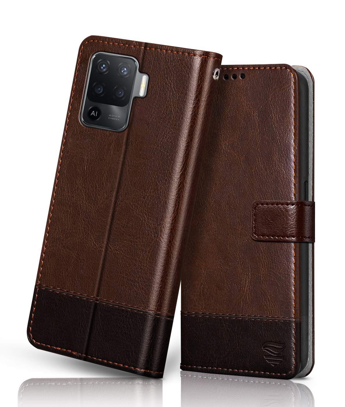 FLIPPED Vegan Leather Flip Case Back Cover for Oppo F19 Pro (Flexible, Shock Proof | Hand Stitched Leather Finish | Card Pockets Wallet & Stand | Brown with Coffee) (B08Z41GWRL) Amazon Price History, Amazon Price Tracker