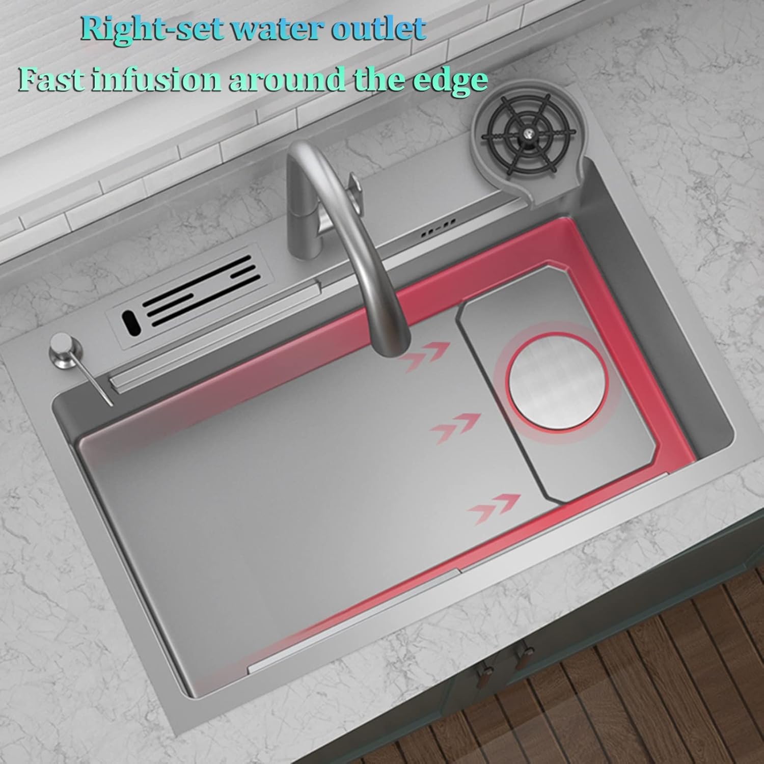 Fregadero de cocina gris pistola fregadero de barra de acero inoxidable