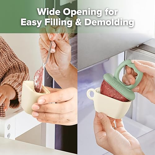 Miniatura 7 de Haakaa Chilly Monster Moldes de paletas de leche materna, moldes de silicona para aliviar la dentición del bebé, sin BPA, máquina de paletas para