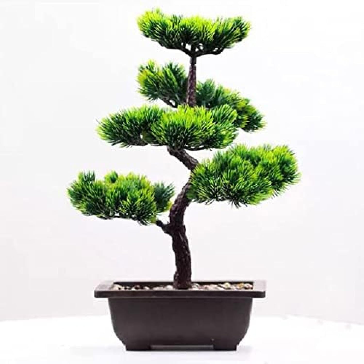 人工観葉植物 11インチ人工盆栽歓迎松の木シミュレーション盆栽緑の植物プラスチック盆栽松屋内緑の植物の装飾デスク 【挿木】 人工盆栽